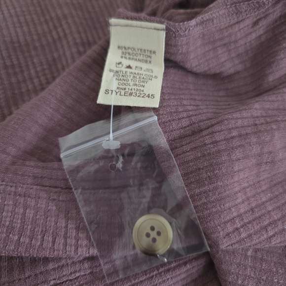 Hem & Thread Purple Ribbed Button Long Sleeve Fall Casual Top New Size Large - Picture 6 of 6